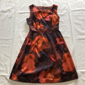 The Limited Orange and Black Floral Dress